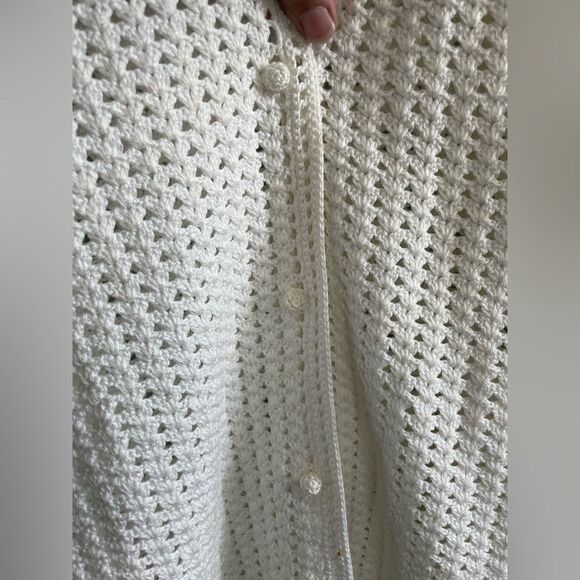 Lauren by Ralph Lauren White Hand Knit Mercerized Cotton S/S Cardigan Size 1X - Picture 2 of 7